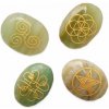 Nefertitis Wicca sada kameňov avanturín s keltskými symbolmi NF10809 - 4 x cca 3,7 až 3,9 cm