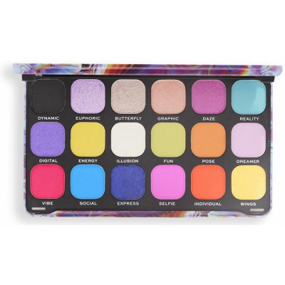 Makeup Revolution Forever Flawless paletka očných tieňov Digi Butterfly 18 x 1,1 g