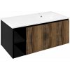 Sapho LOREA skrinka s umývadlom 101x46x51,5cm (20+80 cm), pravá, dub collingwood/čierna matná LE080-1935-R-03