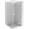Mexen Lunar, L pravý výklopný sprchový kút 90 x 90 cm, 8mm číre sklo, biely profil, 834L-090-090-20-00-P