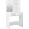 Toaletný stolík s LED lesklý biely 74,5x40x141 cm