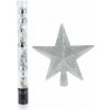 H & L Sada strieborná špička na vianočný stromček + sada ozdôb priemer 3 cm, 9 ks, strieborná