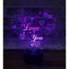 Stolná 3D LED lampa Zaľúbené srdce