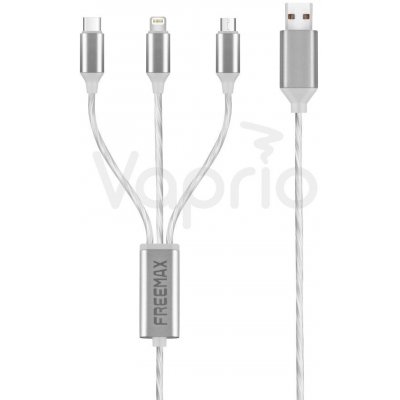 Freemax USB kábel 3v1 USB - Micro Lightning USB-C 1,2m - 2,4A