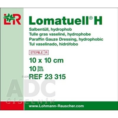 LOMATUELL H TYL PARAFÍNOVÝ 10x10cm sterilný 1x10 ks, 4021447089782