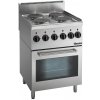 Elektrický sporák 4 plotýnky s elektrickou troubou, 600x600x900 mm | BARTSCHER, 600 Imbiss inox