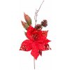 Vetvička MagicHome Vianoce, s kvetom poinsettia, červená, 34 cm