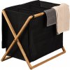 KESPER KESPER Triediaci kôš na špinavé oblečenie, čierny, bambus, polyester 69 x 57 x 41 cm