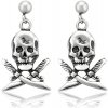 Sam's Artisans Náušnice Visiace Pirátska Lebka chirurgická oceľ INM073 +Darčeková krabička zdarma +Silikónová ochranná zarážka zdarma