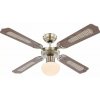 GLOBO 0309 CHAMPION stropný ventilátor s osvetlením na päticu E27 1066 mm s ťahovým vypínačom mosadz