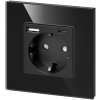 Nástenná zásuvka 2P+Z s nabíjačkou USB-A + USB-C, Schuko, 5VDC, 3A, čierna
