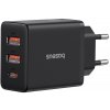 Baseus - Wall Charger sieťová nabíjačka (GaN technológia, 2× USB, USB-C, rýchlonabíjanie, 30W) - čierna Cluster Black