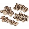 Ugears 3D mechanické puzzle prívesky Vozidlá 4 ks