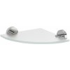 Sapho Sapho, X-ROUND sklenená polica rohová, štvrťkruhová 200x200mm, chróm/mliečne sklo, XR009-01