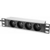 Digitus 1U hliníkové PDU, montáž do racku 254 mm (10 ), 4x zásuvka CEE 7/5, 16 A, 4000 W, 250 VAC 50/60 Hz