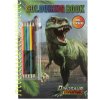 Kniha omaľovánok + samolepky Dinosaury