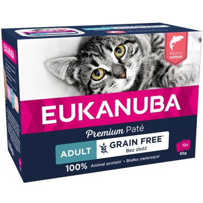 Eukanuba Adult bez obilnín 12 x 85 g - losos