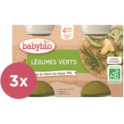 3x BABYBIO Príkrm zelená zelenina 2x 130 g