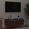 TV stolík s LED osvetlením, hnedý dub, 75x35,5x25 cm