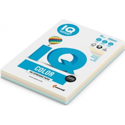 MONDI Farebný papier IQ color 5x50 mix pastelové farby, A4 80g