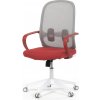 Autronic KA-S425 RED Stolička kancelárska, biely plast, šedý MESH a červená látka, plastový kríž, hojdací mechanizmus.