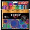 Liner, sada, 0,4 mm, STABILO Point 88 ARTY, 24 rôznych farieb