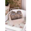 Clayre & Eef Sklenená soľnička a korenička v drevenom stojane - 11*6*12 cm - Clayre & Eef