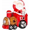 MagicHome Dekorácia Vianoce Santa s vláčikom LED terakota 10,3x6,3x10,7 cm