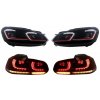 KITT LED Headlights and Taillights suitable for VW Golf 6 VI (2008-2013) With Facelift G7.5 GTI Look Red Flowing Dynamic Sequential Turning Lights LHD