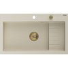 Mexen Omar, 1-komorový granitový drez 800x480x210 mm, béžový, zlatý sifón, 6520801005-69-G