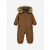Detská teplá zimná kombinéza s umelou kožušinou Color Kids hnedá Nuthatch