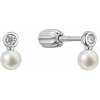 Strieborné náušnice s riečnou perlou a zirkónom 21088.1B