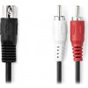 NEDIS redukční audio kabel DIN/ 5pin zástrčka DIN - 2× zástrčka RCA/ černý/ 1m