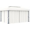 Altánok so závesom 4x3 m, krémovo biely, hliník