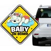 abenys nálepka na auto - BABY ON BOARD spiaci medvedík dievčatko Veľkosť: 11 x 11 cm