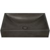Sapho Sapho, TARANT betónové umývadlo s výpusťou, 58x36cm, čierny granit, AR471