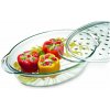 Sklenená oválna misa 3,5 l s vekom – zapekacia a servírovacia misa