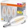 3PAK LED žiarovka E14 B35 4W = 40W 470lm 2700K Warm 300° Filament OSRAM