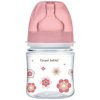CANPOL 35/216 Easystart Newborn Baby 120 ml antikolikové fľaše so širokým hrdlom ružové kvety