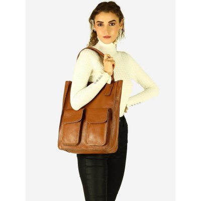 Mazzini kožená shopper kabelka camel s131p