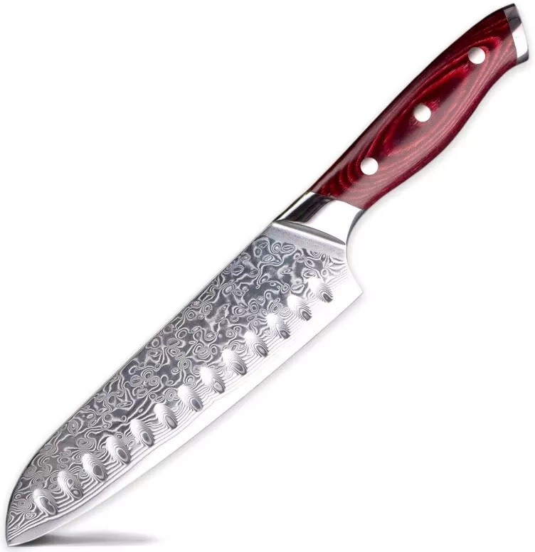 IZMAEL Damaškový kuchynský nôž Mijazaki Santoku 16 cm