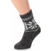 Wooline Ručne pletené ponožky 100% ovčia vlna tmavé s vločkou