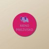 Samolepky s menom na predmety - 1ks, Kruh 2,3 × 2,3 cm, Slon, Rúžová