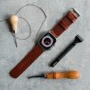 Vidra Brand KOŽENÝ REMIENOK NA APPLE WATCH ULTRA - HNĚDÝ KOVANIE (zapínania, adaptér): STRIEBORNÝ