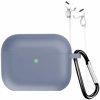 AppleKing silikónový obal s karabínkou a šnúrkou proti strate pre AirPods Pro 3 - modrošedý - možnosť vrátiť tovar ZADARMO do 30tich dní