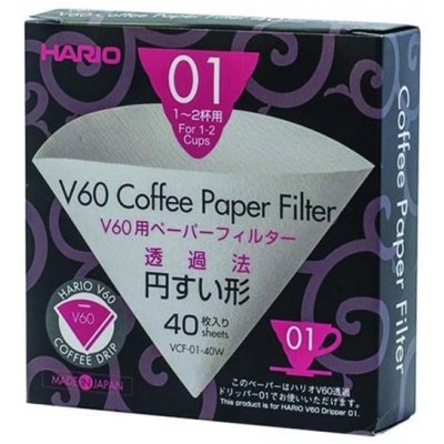 Hario papierový filter pre Dripper V60-01 40ks
