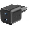 SWISSTEN 20W nabíjačka / napájací adaptér - 2x USB-C - GaN - čierna