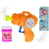 MIKRO - Bublifukovač pištoľ 13cm na zotrvačník s náplňou 50ml 3farby 97766