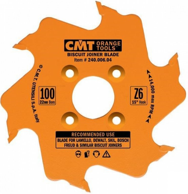 CMT Kotúč lamelovací pre lamelové spoje - D100x3,96 d22 Z6 HM striedavý zub