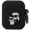 Silikónové puzdro Karl Lagerfeld 3D logo NFT Karl and Choupette pre AirPods 1/2 Black